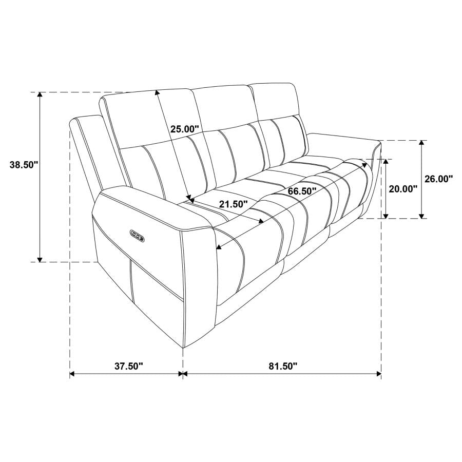 Kennett Chenille Upholstered Power Reclining Sofa Dark Grey