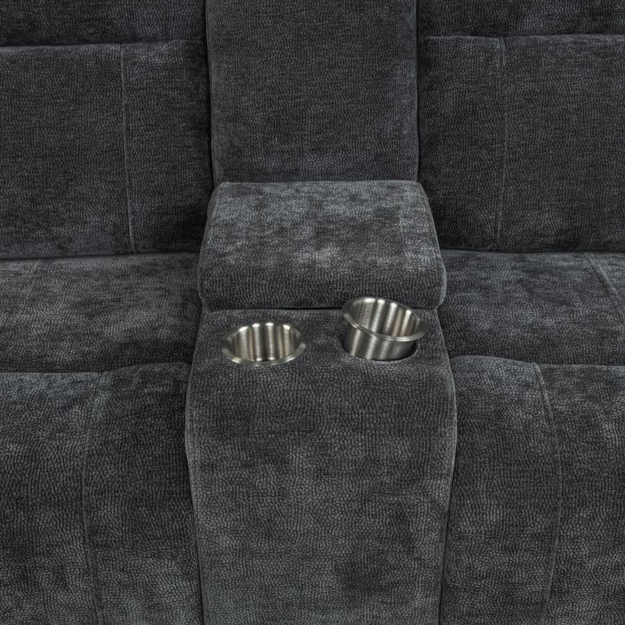 Kennett 3-piece Chenille Power Reclining Sofa Set Dark Grey
