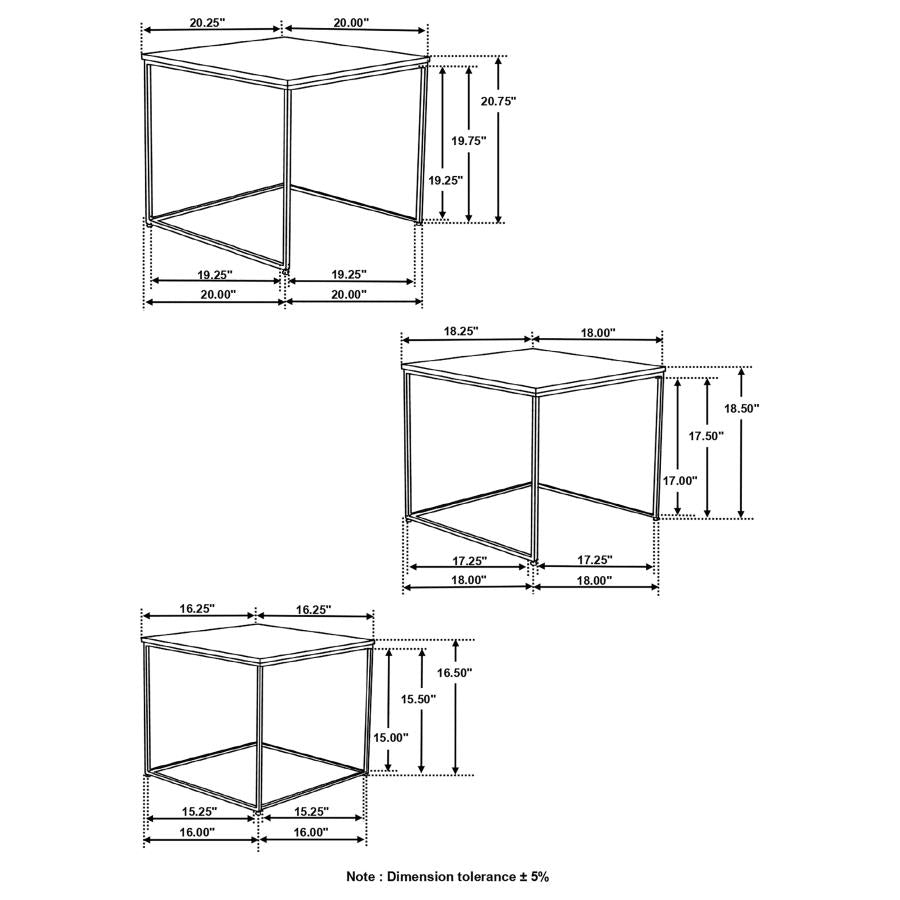 Belcourt 3-Piece Square Nesting Tables in Natural & Black