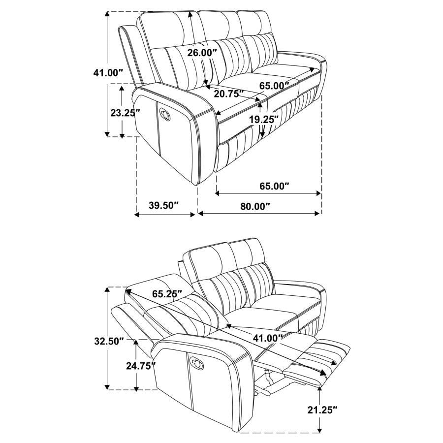 Raelynn Upholstered Track Arm Motion Sofa Grey