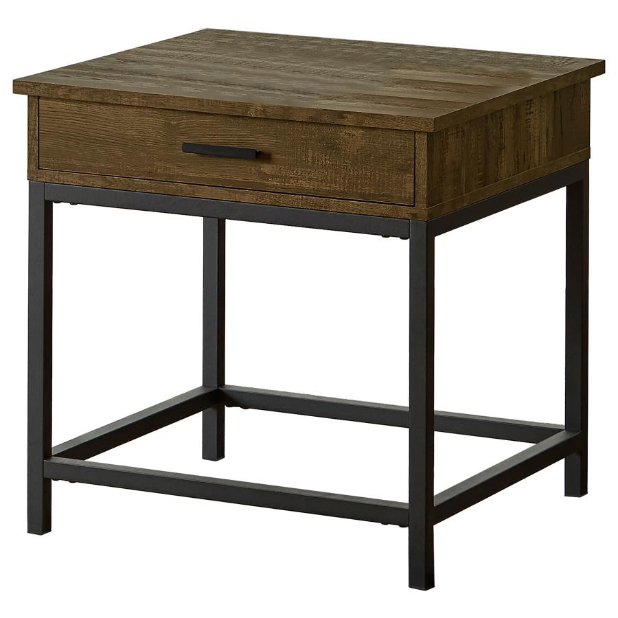 Byers 1-Drawer Square End Table in Brown Oak