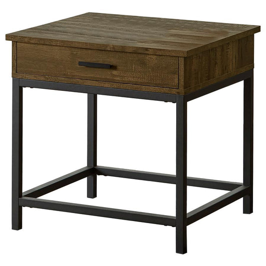 Byers 1-Drawer Square End Table in Brown Oak