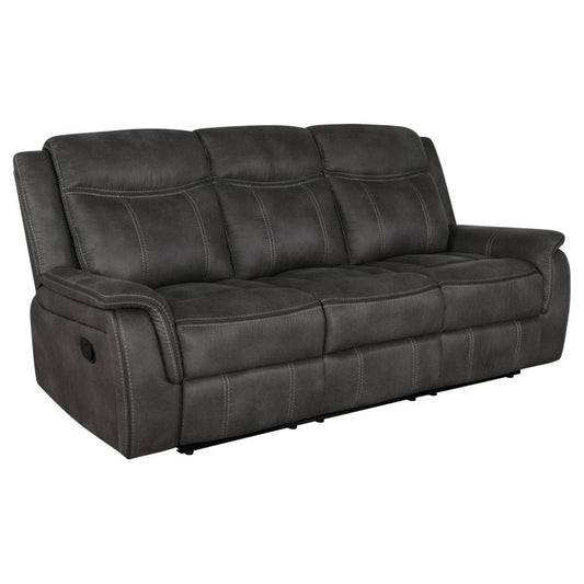 Lawrence Upholstered Reclining Sofa Charcoal