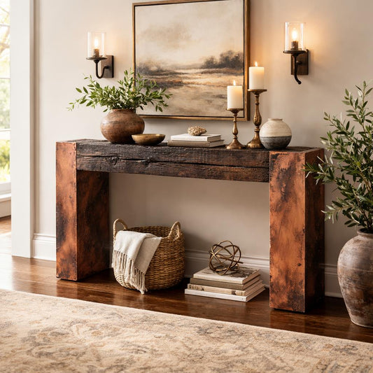 Trunk & Copper Console Table