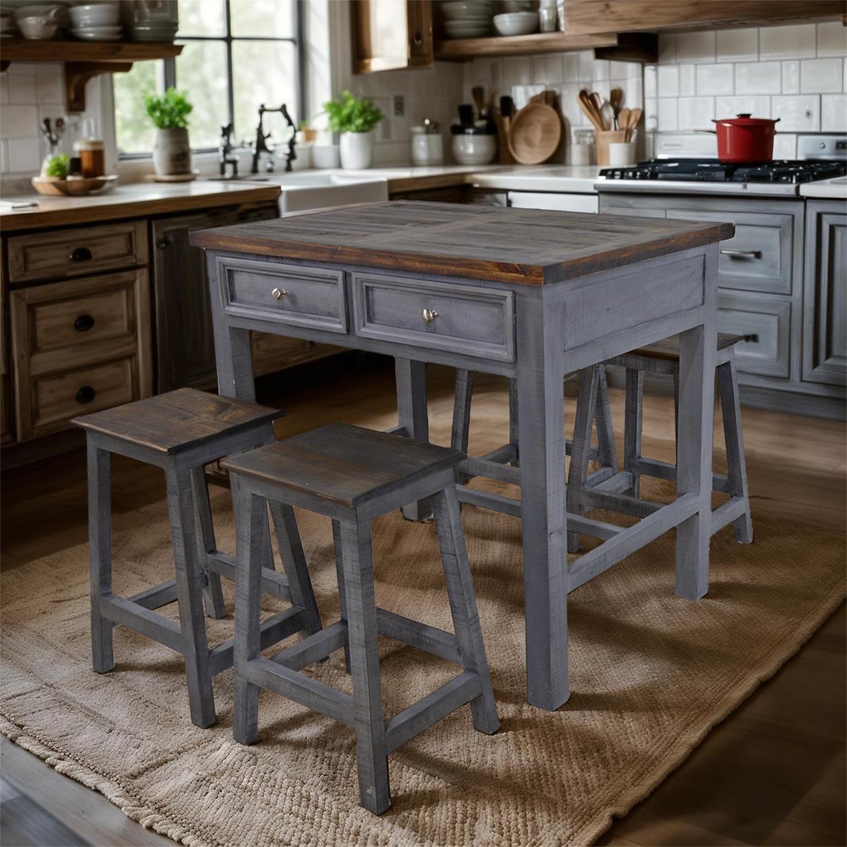 Gray Island Table & Stools