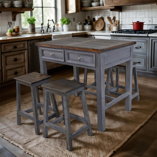Gray Island Table & Stools