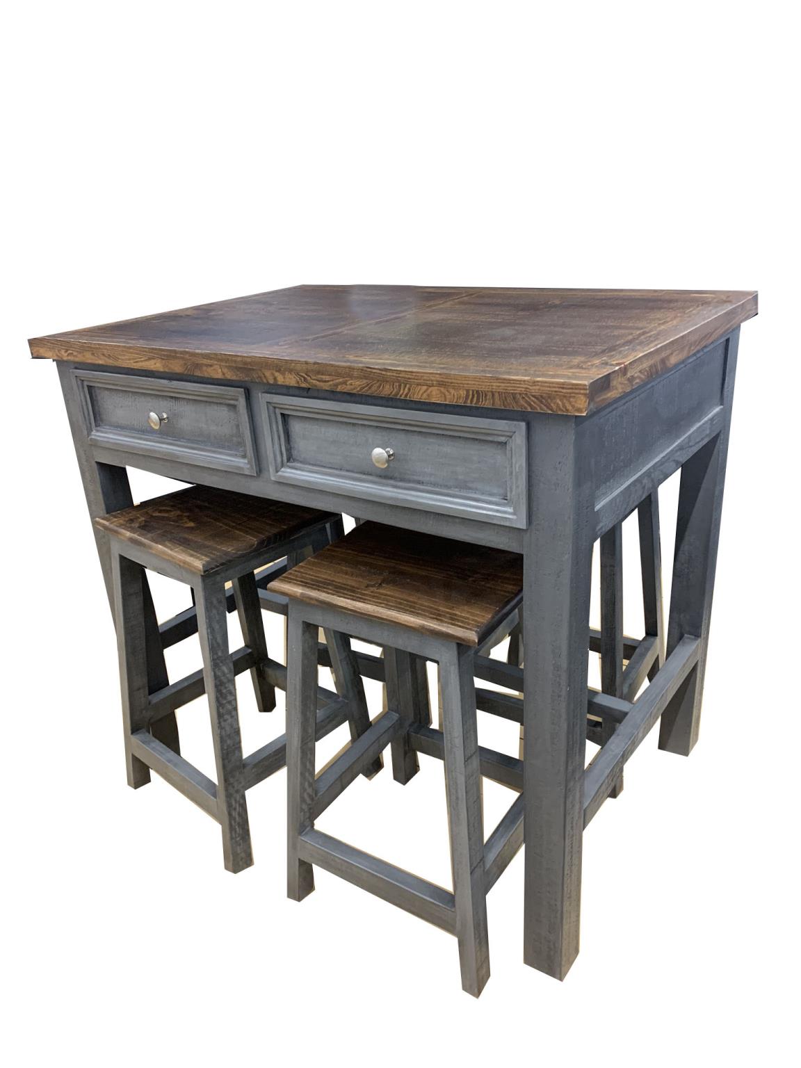 Gray Island Table & Stools