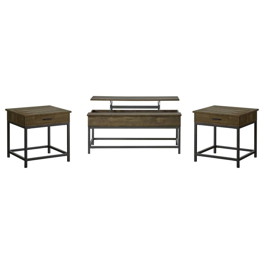 Byers 3-Piece Lift-Top Coffee & End Table Set in Brown Oak