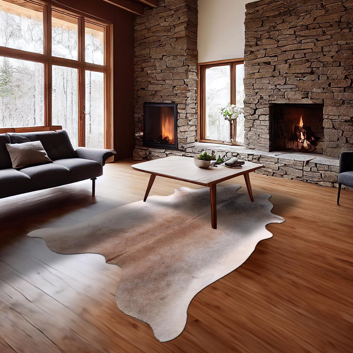 Tan Grey Cowhide