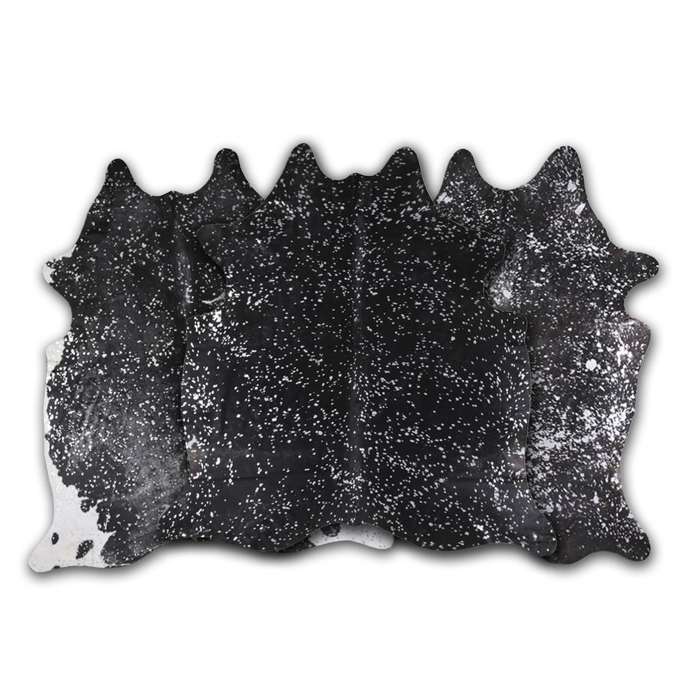Silver Metallic Black Cowhide