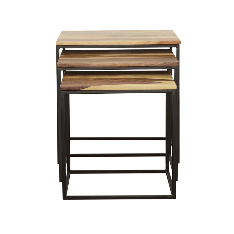 Belcourt 3-Piece Square Nesting Tables in Natural & Black