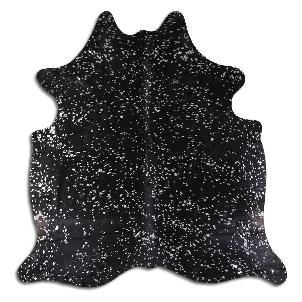 Silver Metallic Black Cowhide