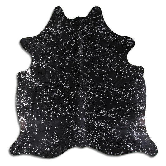 Silver Metallic Black Cowhide