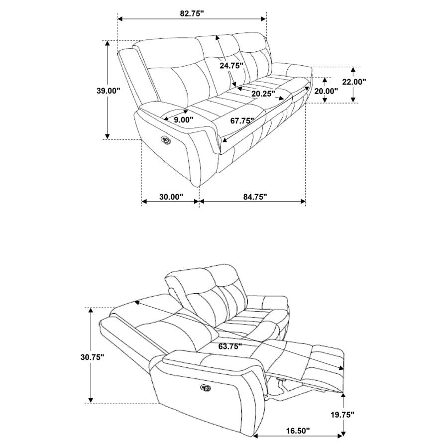 Lawrence Upholstered Reclining Sofa Charcoal