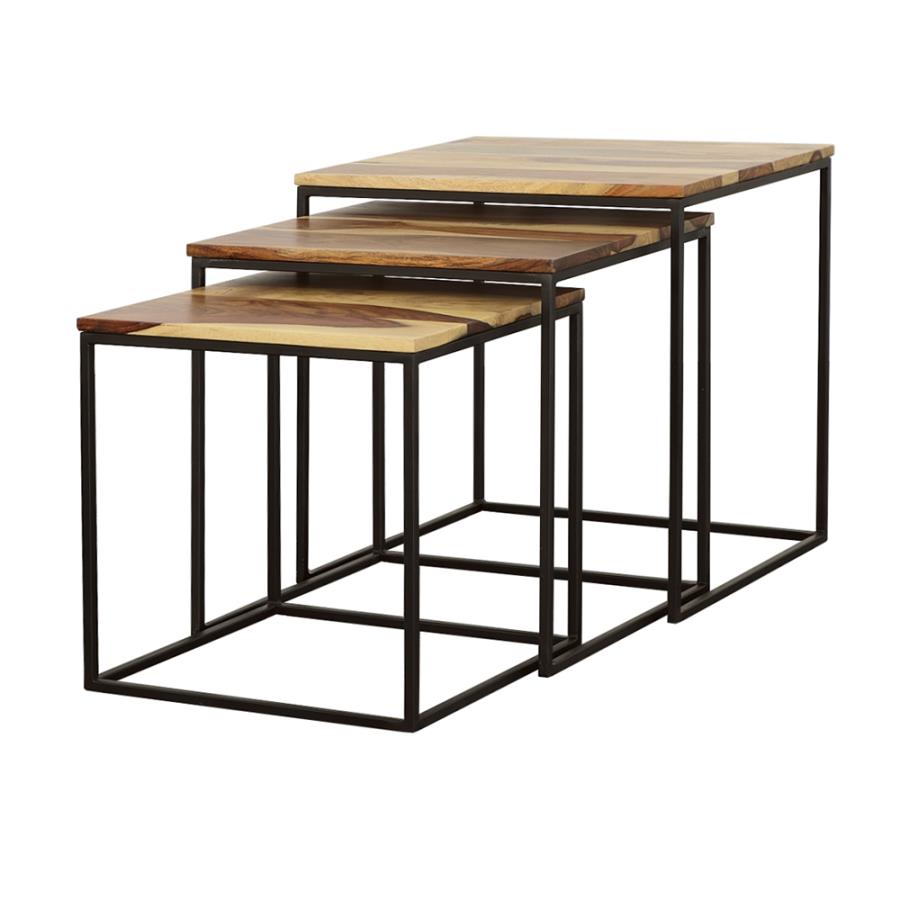Belcourt 3-Piece Square Nesting Tables in Natural & Black
