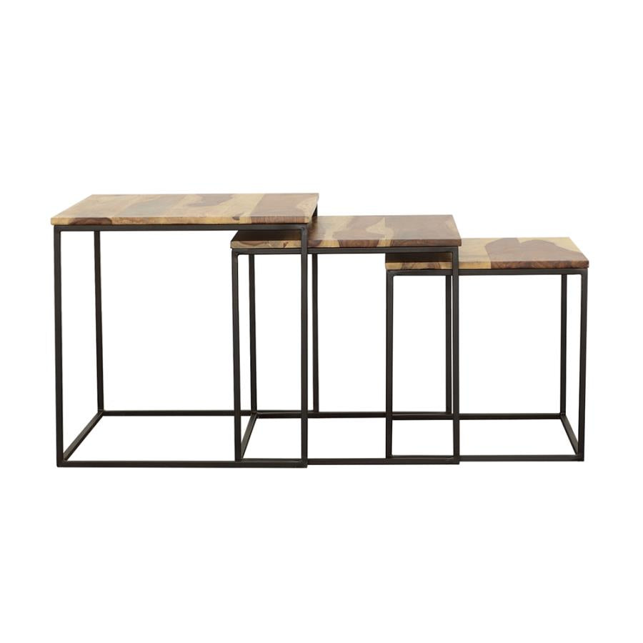 Belcourt 3-Piece Square Nesting Tables in Natural & Black
