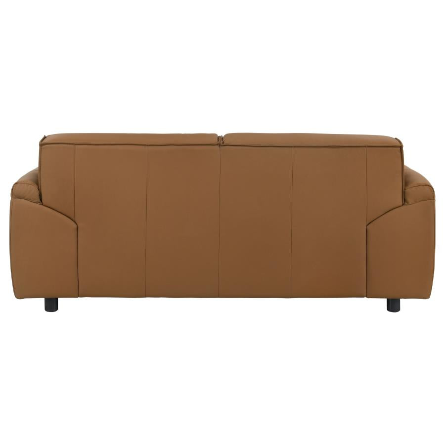 Buxton Top Grain Leather Upholstered Loveseat Orange