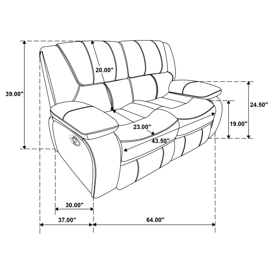 Camila Upholstered Motion Reclining Sofa Black