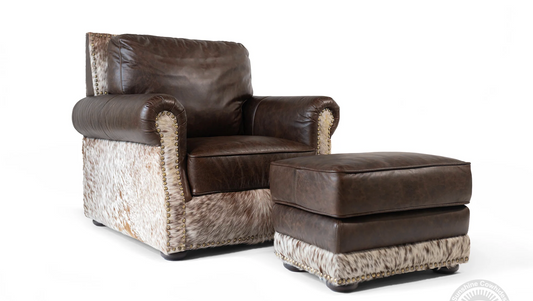Cowhide Coffee Armchair & Ottoman
