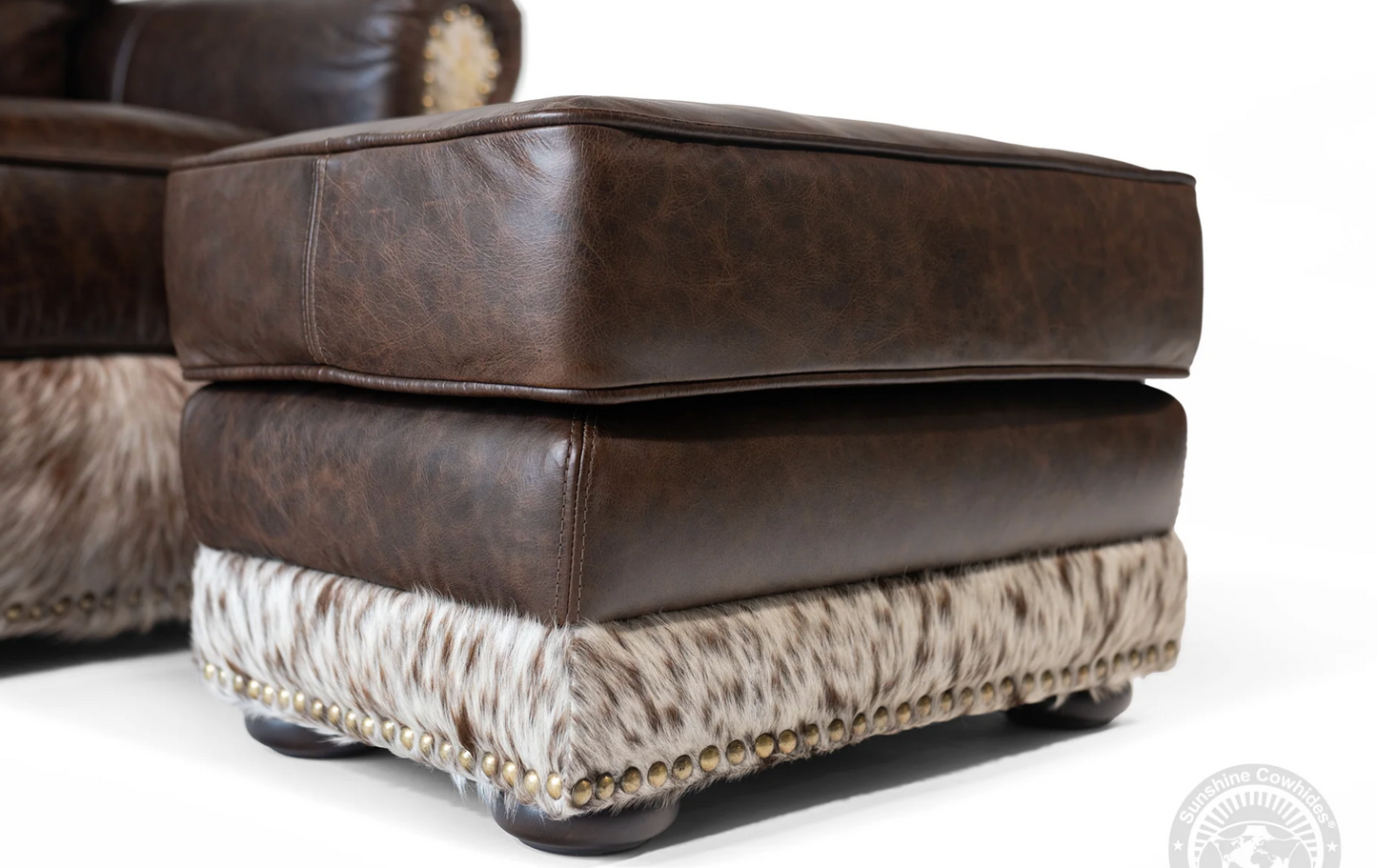 Cowhide Coffee Armchair & Ottoman