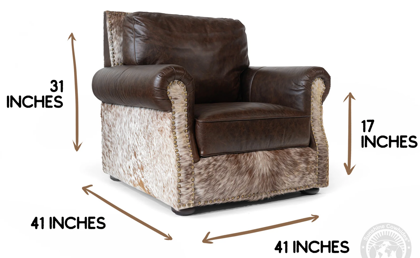 Cowhide Coffee Armchair & Ottoman