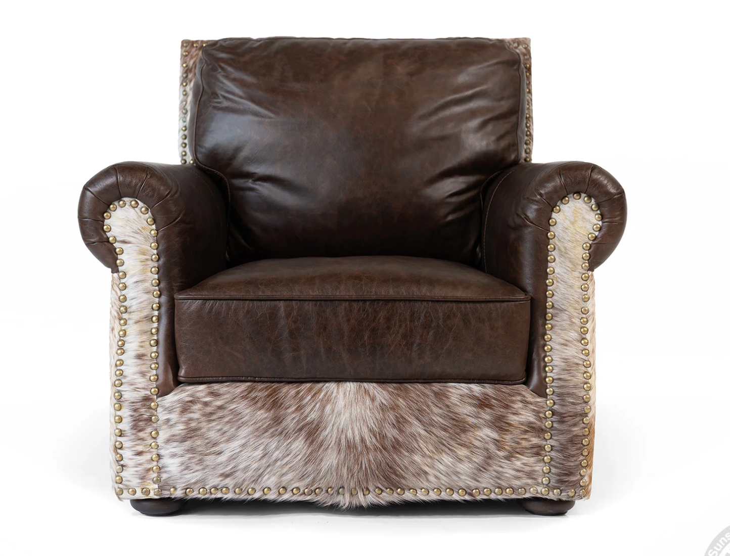 Cowhide Coffee Armchair & Ottoman