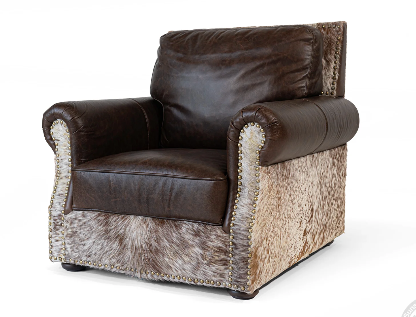 Cowhide Coffee Armchair & Ottoman